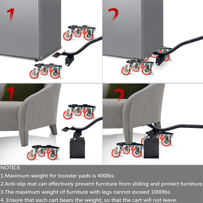 Furniture-Dolly-Furniture-Movers-with-5-Wheels, Furniture Sliders Large Size Carbon Steel Panel Lifter Tool for Moving Heavy Furniture, Furniture Dollies with 2 Brakes, Max Capacity 3335 Ibs