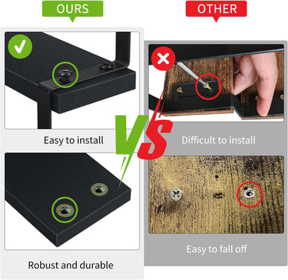 YINMIT Wooden Display Riser Stand, Tiered Perfume and Cologne Organizer Stand, 3 Tier Spice Rack Organizer, Rustic Display Shelf for Candles (3 Tier,2Pack,Black)