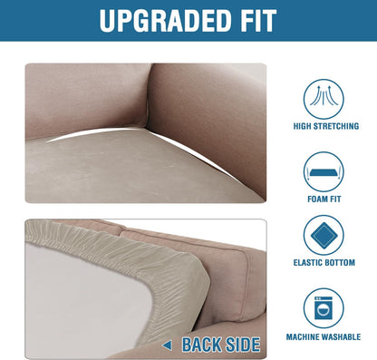 H.VERSAILTEX Velvet Stretch Individual Couch Cushion Cover Plush Cushion Slipcover for Loveseat Sofa Cushion Furniture Protector Seat Cushion Sofa Cover (1 Piece Sofa Cushion Cover, Oatmeal)