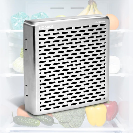 Refrigerator Deodorizer,10 Years Long Fridge Odor Eliminator,Car Air Freshener,Closet Odor Absorber,Outperforms Baking Soda and Bamboo Air Purifying Bags，Stainless Steel