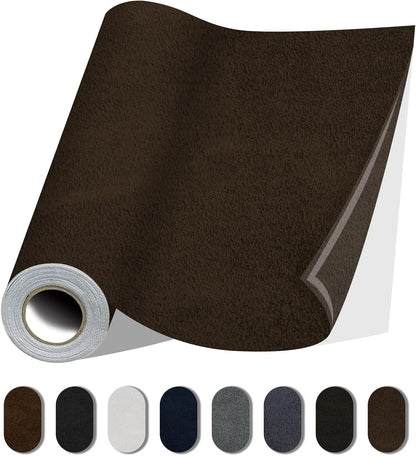 Fabric Repair Patches, 17X79 Inch Self-Adhesive Suede Patches Tape Durable, DIY Large Fabric Repair for Sofa, Couches, Furniture, Chair, Clothing （17X79 Inch, Dark Brown）