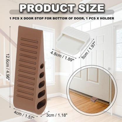PATIKIL Rubber Door Stoppers for Bottom of Door, Door Wedge Stopper with Holder Sturdy Stackable Doorstop Wall Protector for Home Office Floor Concrete Tile, Brown