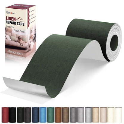 Linen Repair Tape 4x79 inch, Self Adhesive Fabric Patches, Linen Patch Tape Kit, Fabric Repair Tape for Couch Sofas, Headboards, Chairs, Pillows, Curtains, Couches - Army Green