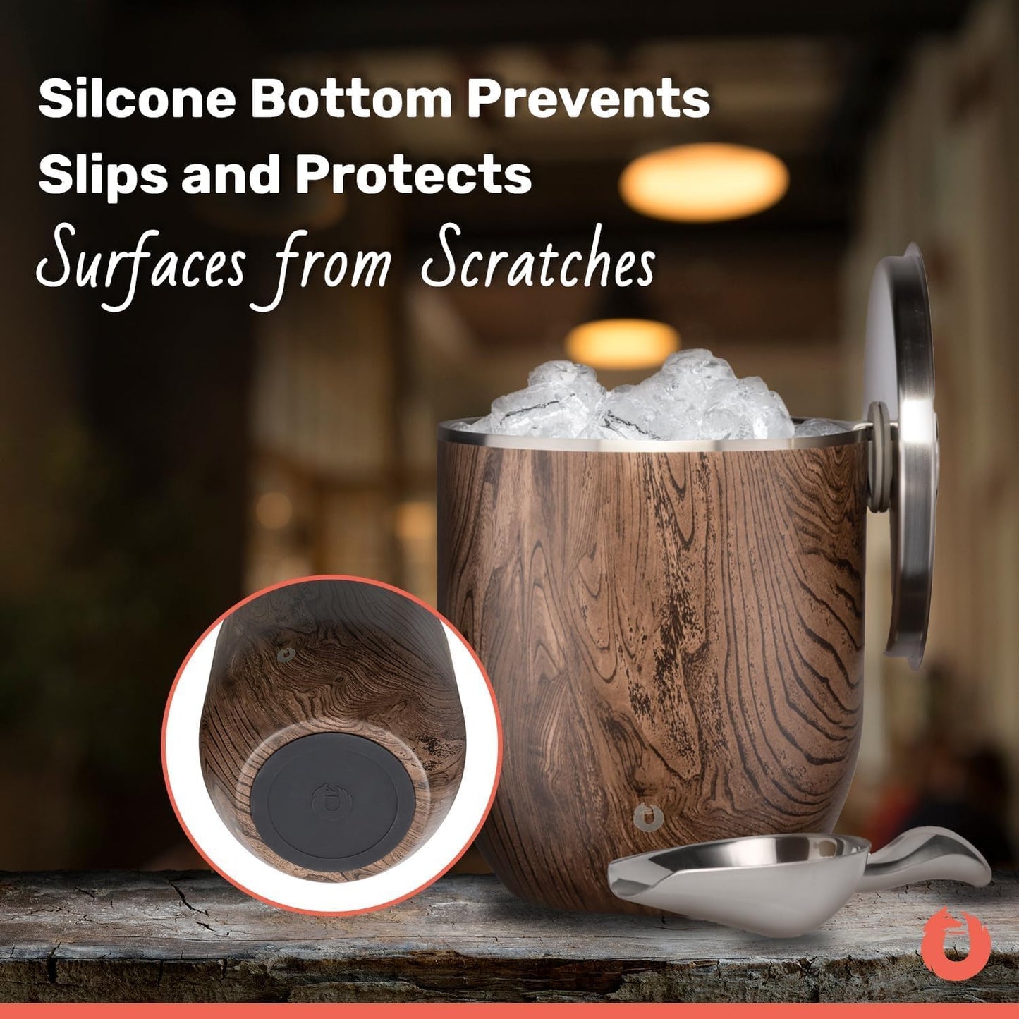 SNOWFOX Plus, Premium Vacuum Insulated Stainless Steel Ice Bucket with Lid/Scoop,Home Bar Accessories,Elegant Bartending Ice Buckets for Parties,Beautiful Outdoor Supplies,3L,Shimmer Gold