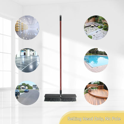Push Broom Head Outdoor Large Stiff Bristle - Excellent Cleaning Performance- Easy Installation (18 inches)