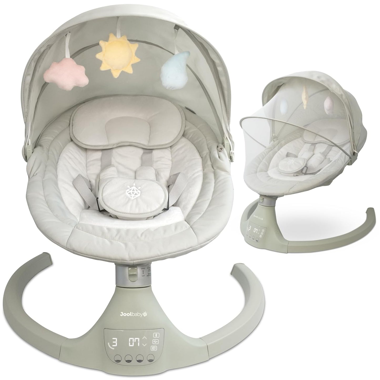 Jool Baby Nova Swing for Newborns - Electric Motorized Infant Swing, Bluetooth Music, 10 Preset Melodies, Remote (2025 Model) (Sage)