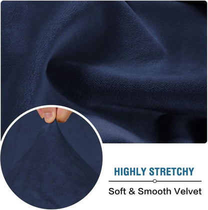 H.VERSAILTEX Velvet Stretch Individual Chaise Cover Sectional Couch Covers for L Shaped Sofa Both Left/Right Furniture Protector Seat Cushion Sofa Cover (1 Piece Chaise Cover, Navy)