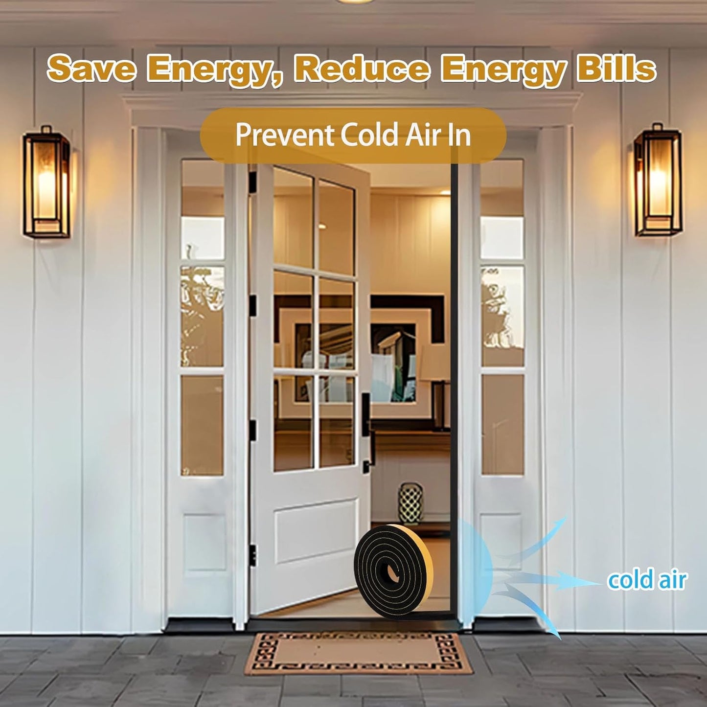 Weather Stripping Soundproof 1 in x 1/2 in, Weatherproof Foam Insulation Tapes, High Density Weatherstrip Seal Strips for Sliding Door Window, 2 Rolls Total 20Ft