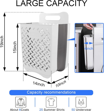 Laundry Basket Hamper,Hanging Wall Collapsible Laundry with Handle,Space-Saving Foldable Storage Dirty Washer Organizer Bin Multi-function Container Waterproof Durable,Set of 2(XL&M)