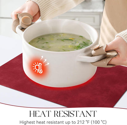 MOSAYT Vinyl Placemats Set of 6-12 X 17 Inch - Faux Leather 100% Waterproof Oil-Proof Wipeable PU Place Mats, Heat Resistant Reversible Table Mats for Kitchen, Dining, Outdoor (Red)