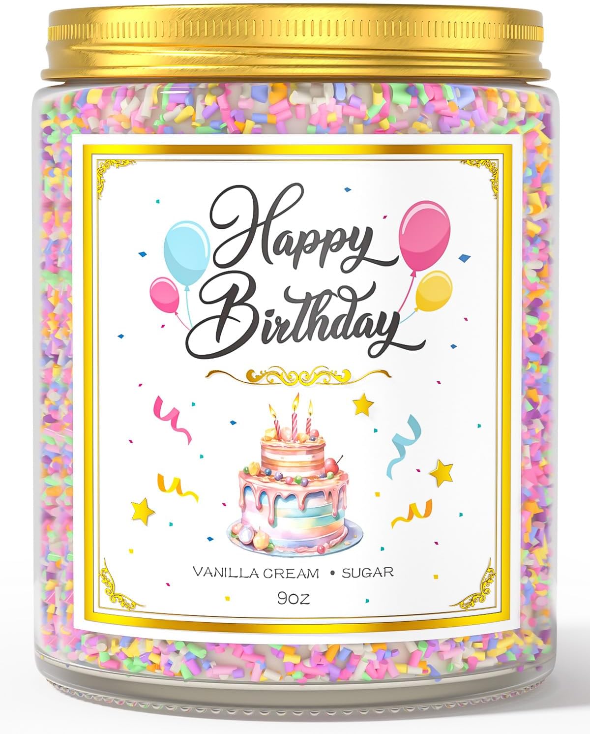 Birthday Candles - 9 oz Happy Birthday Candle with Vanilla Birthday Cake Scent, Gifts for Women & Men, Friendship Ideas