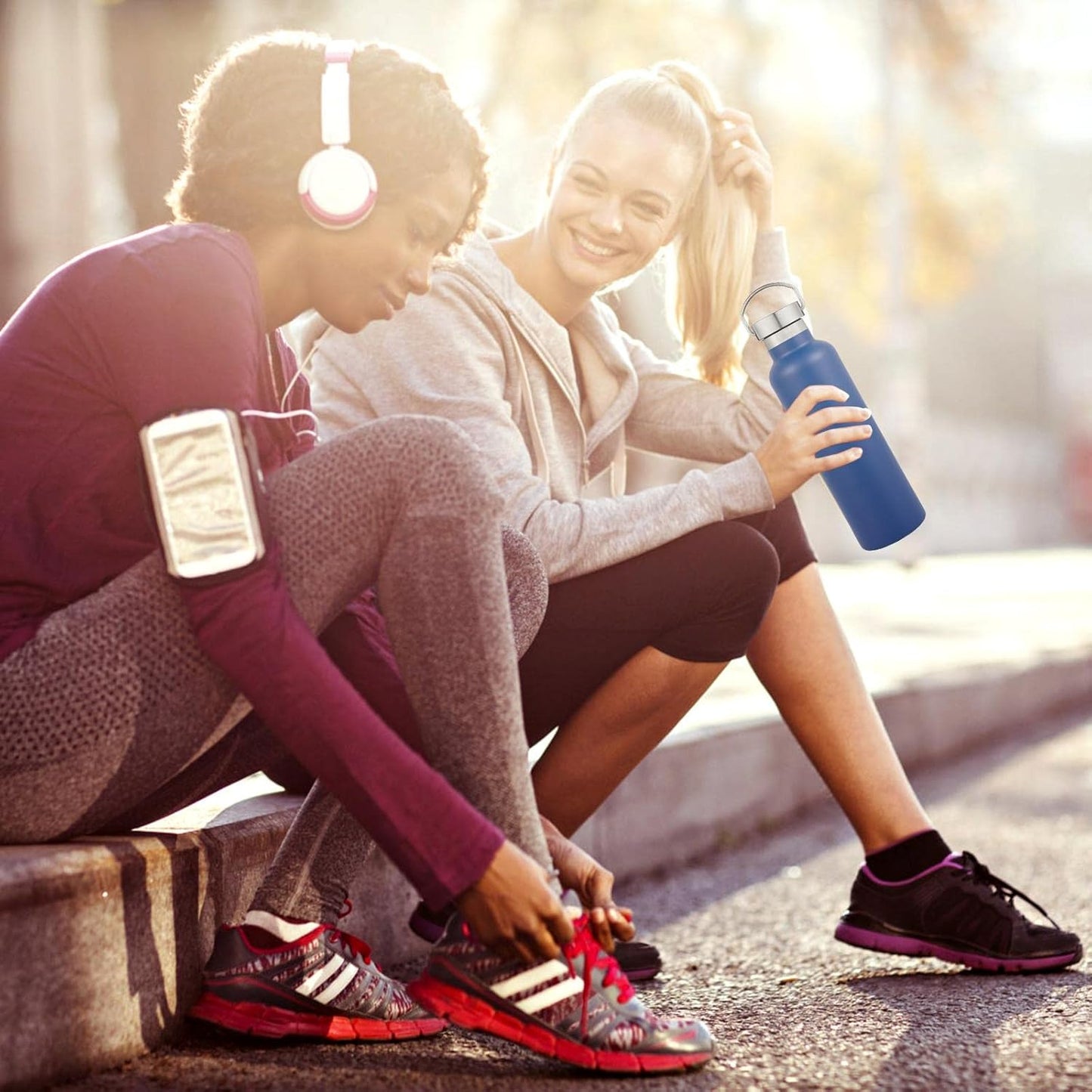 Neihepal 20 oz Insulated Water Bottles Bulk 8 Pack,Stainless Steel Double Wall Sport Bottle with Lid of Handle,Metal Reusable Flask for School,Cyclists,Hikers,Gift (Assorted,Set of 8)