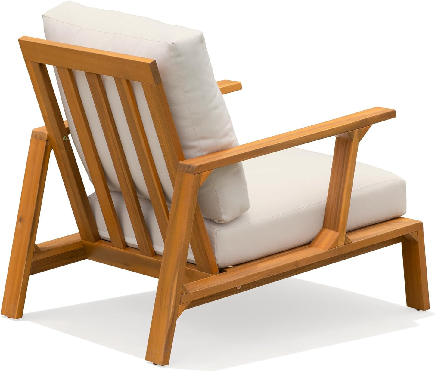 Jasper Outdoor Wooden Club Chair with Beige Cushion – Ideal for Patio, Garden, or Balcony