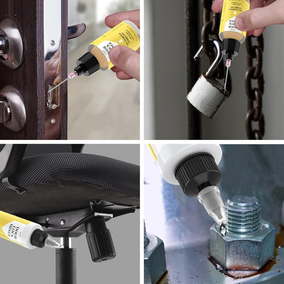 Qucship Upgraded Squeaky Hinge & Lock Lubricant Kit - 4 oz + 1 oz Needle Combo, Long-Lasting for Doors, Tools, Bicycles