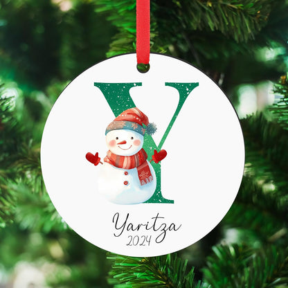 Personalized Christmas Ornaments 2025 Wood Custom Name Date Initial A-Z Monogram Christmas Ornament Personalized Ornament Christmas Xmas Tree Decorations for Kids Couples Family Friends