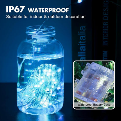 39Ft 120 LED Fairy Lights Battery Operated, RGB Color Changing String Light with Remote and Timer, Battery Powered Twinkle Lights for Bedroom, Dorm, Wall, Mason Jar, Backyard Indoor Outdoor Christmas