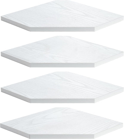 Corner Shelf Wall Mount, Floating Corner Shelves, Set of 4 Corner Wall Shelf Organizer, Rustic Wood Wall Storage Display Shelves for Living Room Bedroom Bathroom Kitchen, Rustic White