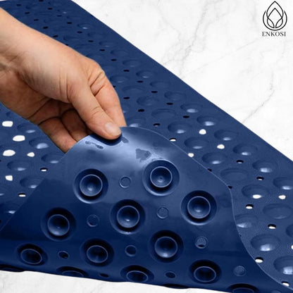 ENKOSI Bath Mat - Large Non Slip Bathtub & Shower Mat - Extra Long 40 x 16 Inch Bathroom Mats for Tub Nonslip Anti Slip Bathmats (40x16 Navy 1-Pack)