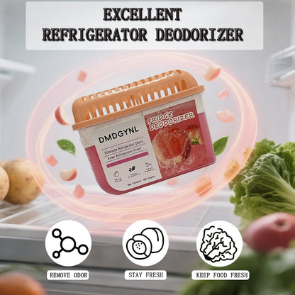 Fridge Deodorizer, Refrigerator Deodorizer More Effective Than Baking Soda, Natural Gel Refrigerator Odor Eliminator for Refrigerator Freezer and Freezer Compartments (2 Pcs/Peach Flavor)