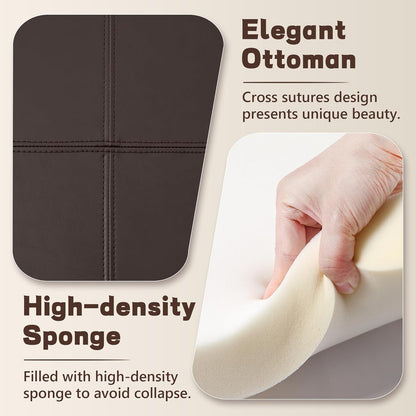 30-Inch Round Storage Ottoman, Modern Ottoman Coffee Table with Removable Top for Living Room, Bedroom, Office (Brown)