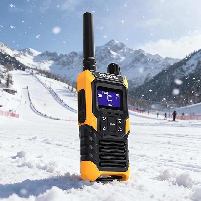 KETELESE T4 Long Range Walkie Talkies, Portable Two Way Radios IP67 Waterproof, with Earpiece, NOAA&Weather Alarm, PTT, Group, VOX, 4Pack, Orange