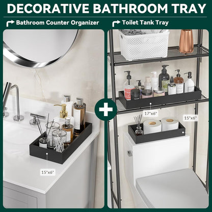 Bamboo Drawer Organizer, Narrow Silverware Organizer for Kitchen, Stackable Utensil Organizer, 2 Pcs Flatware Organizer, Wooden Storage Box Tray (Black, 12 X 3 X 2 Inch)