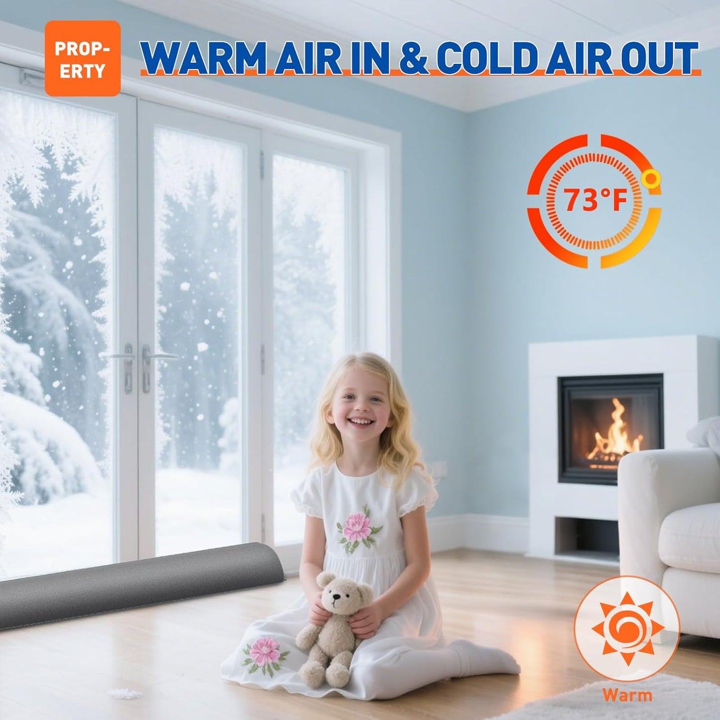 MAGZO Door Draft Stopper 36 Inches, 2 Pack Weighted Triangular Door Snake for Winter Noise Blocker with Hook Loops,Gray