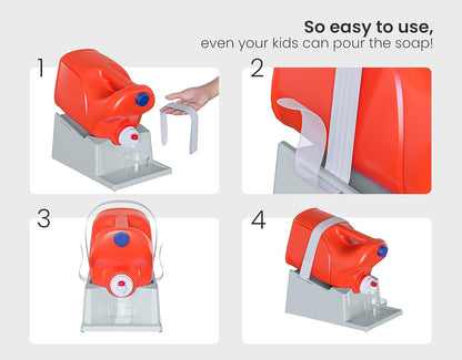 TidyFriend Laundry Detergent Holder Stand with Drip Tray, 3 Pack Laundry Soap Holder with Non-Slip Rubber Feet for Washing Space Organization, Angled Downward Slope for Easy Pouring (Grey)
