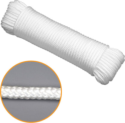 Gardzen 72' x φ1/4" White Rope, UV Resistant Rope for Flag Pole, Clothes line, Camping Tent, Canoes, Tree Work