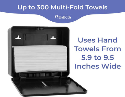 Multifold Paper Towel Dispenser Wall Mount (Black, 2-Pack), Folded Hand Towel Dispenser for Bathroom/Restroom, Commercial Paper Towel Holder, Trifold Paper Towels Dispenser by EnBath