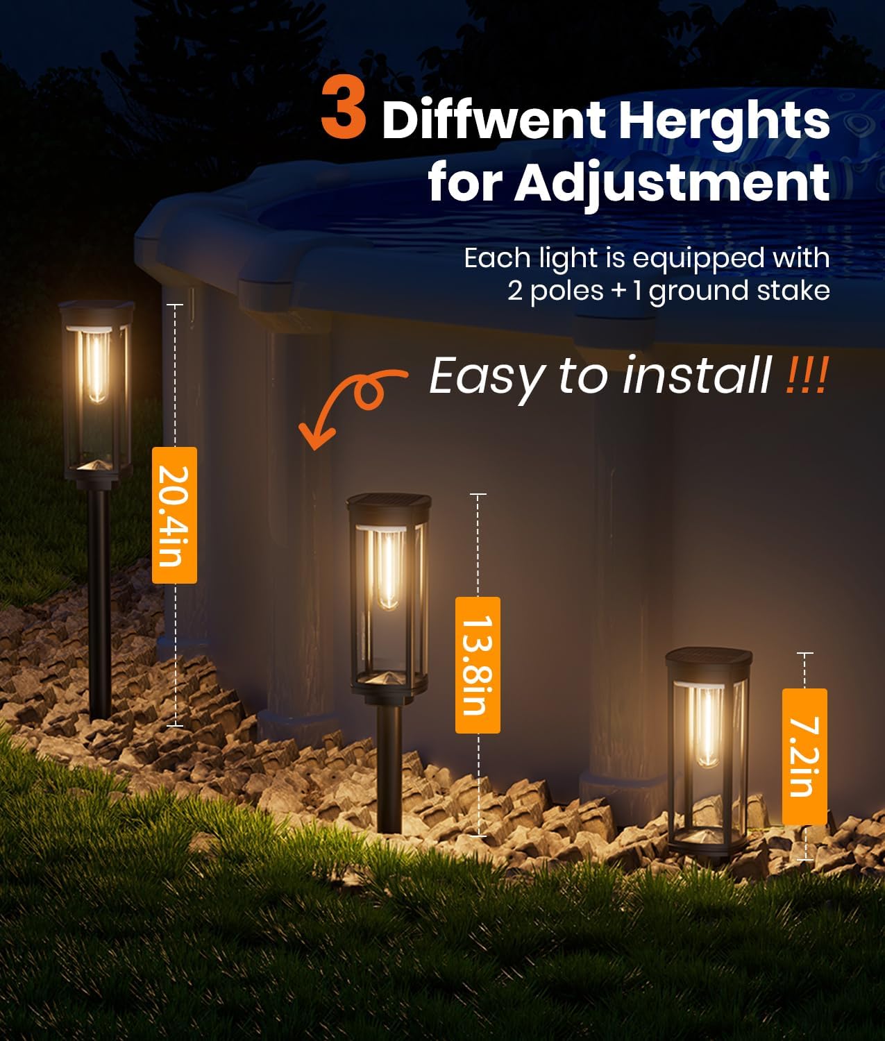 Solar Pathway Lights Outdoor Solar Lights Outdoor, IP65 Waterproof Auto On/Off Solar Garden Lights Solar Powered Landscape Lighting for Yard Walkway Driveway Pathway (Warm White, 6pack)