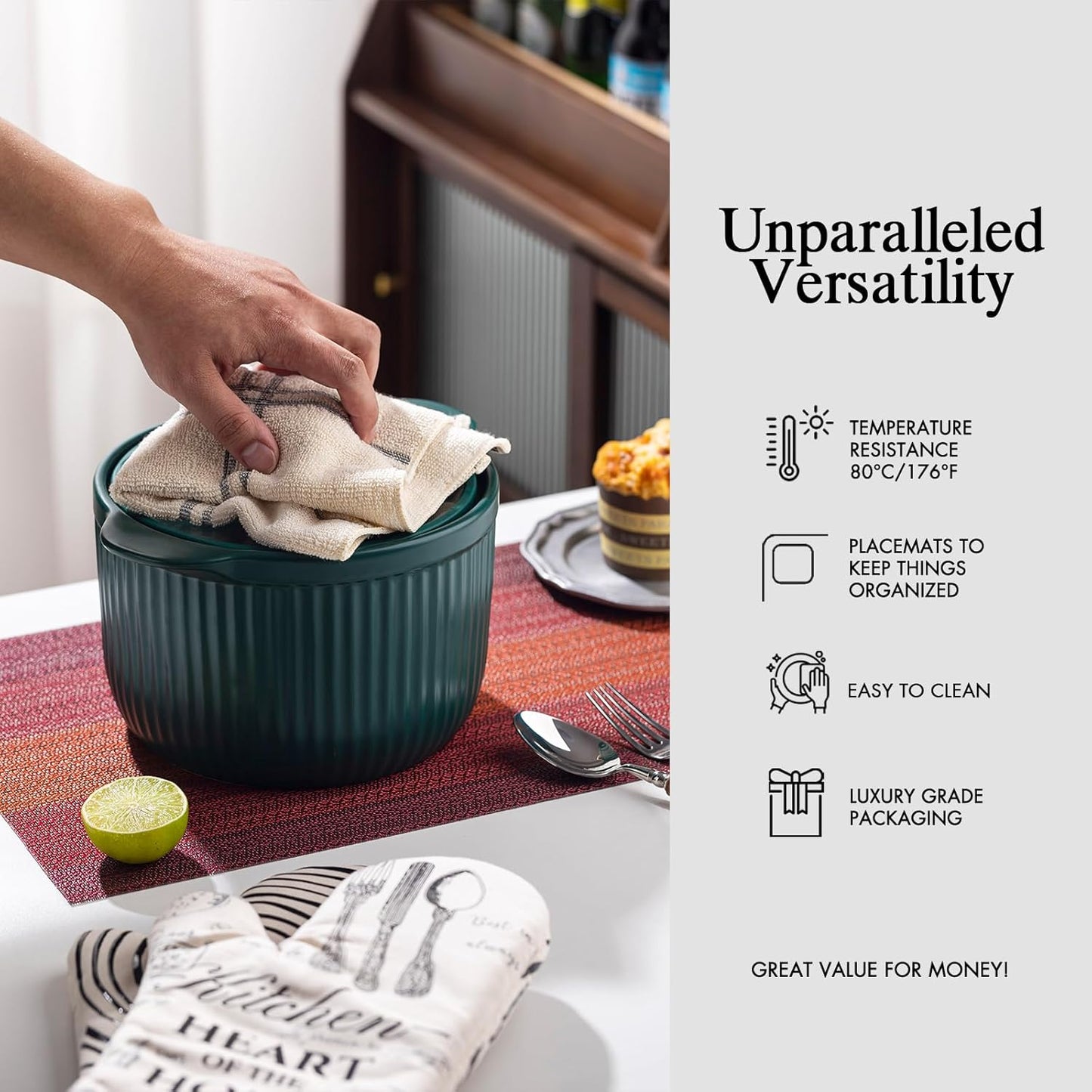 Placemats Set of 8 - Easy Clean Woven Vinyl Placemats for Dining Table, Indoor/Outdoor Place Mats, Washable PVC Table Mats（Pomegranate Parade）