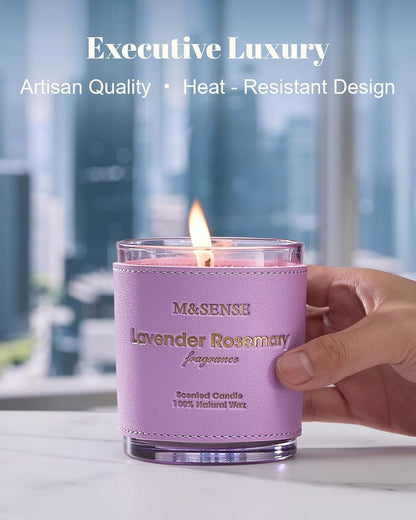 M&SENSE Lavender Rosemary Scented Candles, Vegan Soy Candles, Heavy Scented, 10oz 42-Hour Slow Burning Time, Toxic Free Winter Bathtub Aromatherapy Relaxing Spa, Fancy Gift for Home Decor