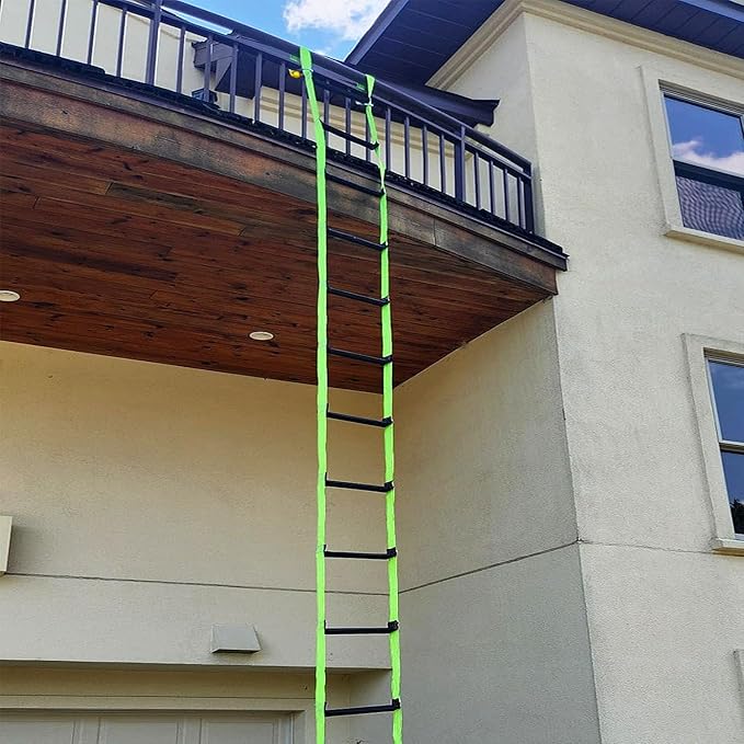 Fire Escape Ladder, 32.8 Feet Emergency Fire Ladder, 3-5 Story Homes Reusable Safety Rope Ladders for Kids and Adults