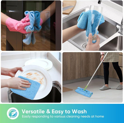 HOMEXCEL Blue Microfiber Cleaning Cloth, 12 Pack Premium Microfiber Towels for Cars, Lint Free, Scratch-Free, Highly Absorbent, Reusable Cleaning Rags for Car, Household, Kitchen, Window,11.5"X11.5"
