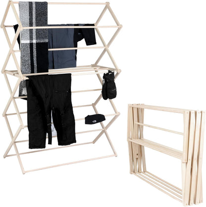 Pennsylvania Woodworks Clothes Drying Rack: Solid Maple Hard Wood Laundry Rack for Blankets, Towels, Bedding & More, Heavy Duty Folding Drying Rack, Made in USA, No Assembly Needed, XXLarge