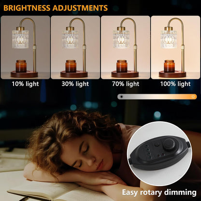 Candle Warmer Lamp with Dimmer and Timer,Home Decor Lamp for Scented Jar,Antique Brass Electric Wax Melt Warmer,Mother's Day/Birthday/Christmas Gifts for Mom/Wife,Adjustable Height,with 2 Bulbs