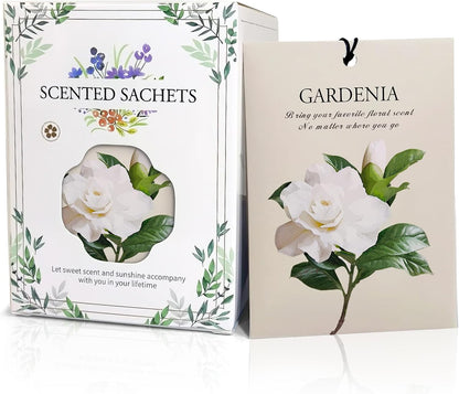 Gardenia Scented Sachet Bags - 12 Pack Closet Freshener Odor Eliminator, Long Lasting Home Fragrance for Drawers, Wardrobes & Cars, House Smell Good Products, Air Freshener for Closet