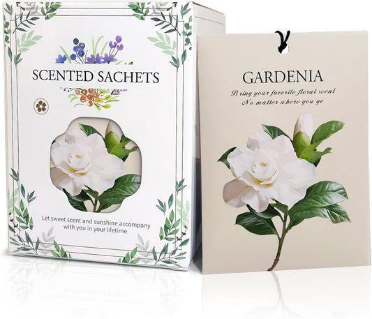 Gardenia Scented Sachet Bags - 12 Pack Closet Freshener Odor Eliminator, Long Lasting Home Fragrance for Drawers, Wardrobes & Cars, House Smell Good Products, Air Freshener for Closet