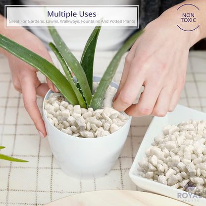 Royal Imports 5LBS River Pebbles Decorative Ornamental Rocks, Garden Landscaping Stones, Gravel Filler for Plants, Vases, Succulents, Home Decor, Aquariums, Crafting, Animal Habitat - Mini White