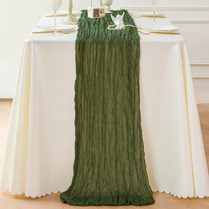 Sioloc 5 Pack Moss Green Cheesecloth Table Runner Fall Autumn Decor for Home 10ft Table Cloth for Tea Wedding Birthday Party Baby Bridal Shower Halloween Thanksgiving