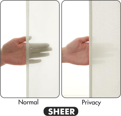 MIULEE Ivory Privacy Sheer Curtains That Let Light in 63 Inches Long Non-See-Through Semi Sheer Curtain Light Filtering Window Curtains Drapes for Living Room Bedroom 2 Panels Set 42 X 63