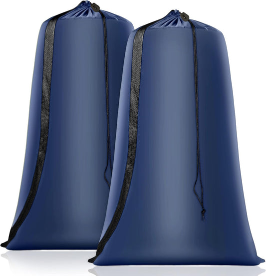 Heavy Duty Laundry Bag 2 Pack XL Nylon Laundry Bags with Straps, Washable Large Dirty Clothes Organizer with Drawstring Closure, Travel Washing Bag Fit a Laundry Hamper or Basket