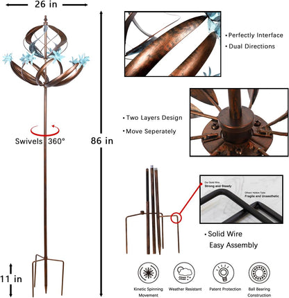 Wind Spinners Outdoor Metal - 86" Height Extra Large Kinetic Wind Spinner Sculpture for Yard and Garden, Ideal Gifts for Birthday, Anniversary and Housewarming