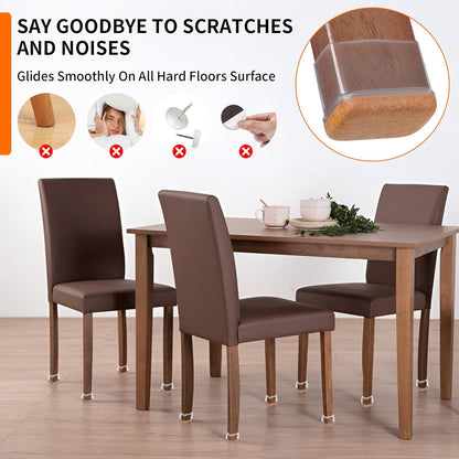 Ezprotekt 8 Pcs Rectangle Clear Silicone Chair Leg Floor Protectors, Rectangle Felt Furniture Pads Caps, Chair Leg Covers Cups for Chair Table Desk Sofa (Fit L :1.3-1.7", W: 0.9-1.2")