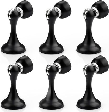 Probrico Black Magnetic Door Stoppers for Bottom of Door, Stainless Steel Magnet Door Catch Door Stops to Keep Door Open, Heavy Duty Door Holder, Wall and Floor Mounting, 6 Pack