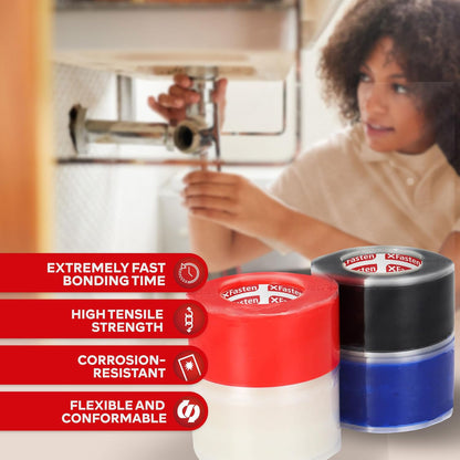 XFasten Self Fusing Silicone Tape Waterproof Multicolor – 1" x 10 Feet 4-Pack, Self Amalgamating Tape, Silicone Rubber for Plumbing, Sealing Pipes, Hose Repair, Outdoor Coax and Electrical Cables