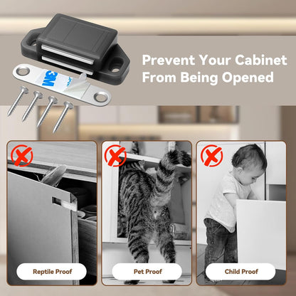 Cabinet Magnetic Catch Door Latch 30LB for Kitchen Drawer Magnets to Stay Closed Magnetic Catch Closet for Drawer（Black 6 Pack）