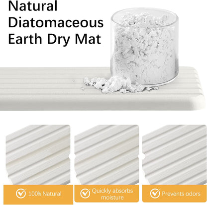 Bathroom Counter Organizer,Perfume Tray,Stone Drying Mat for Kitchen Counter,9.7" x 4.2"x 3.2", Ideal for Bathroom Organizers and Storage, Vanity, Skincare, Present, and More,1PCS White