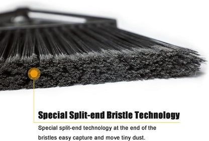 Heavy Duty Commercial Broom, Upgraded Angle Broom for Sweeping Indoor and Outdoor, Perfect Yellow Broom of Kitchen, Garage and Courtyard, Livingroom